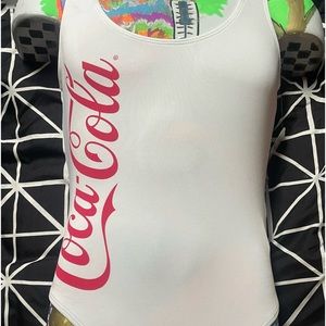 Women’s size small one piece white baiting suit Coca Cola themed